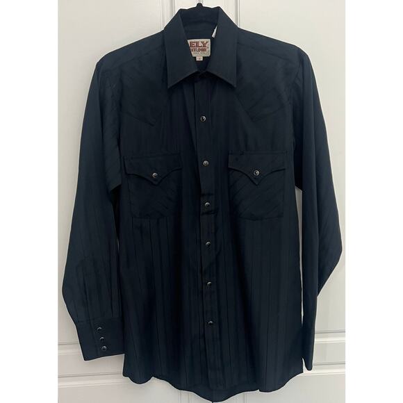 Ely Cattleman Men's Black Tone on Tone Western Snap Shirt Long Sleeve Size S - Picture 1 of 8